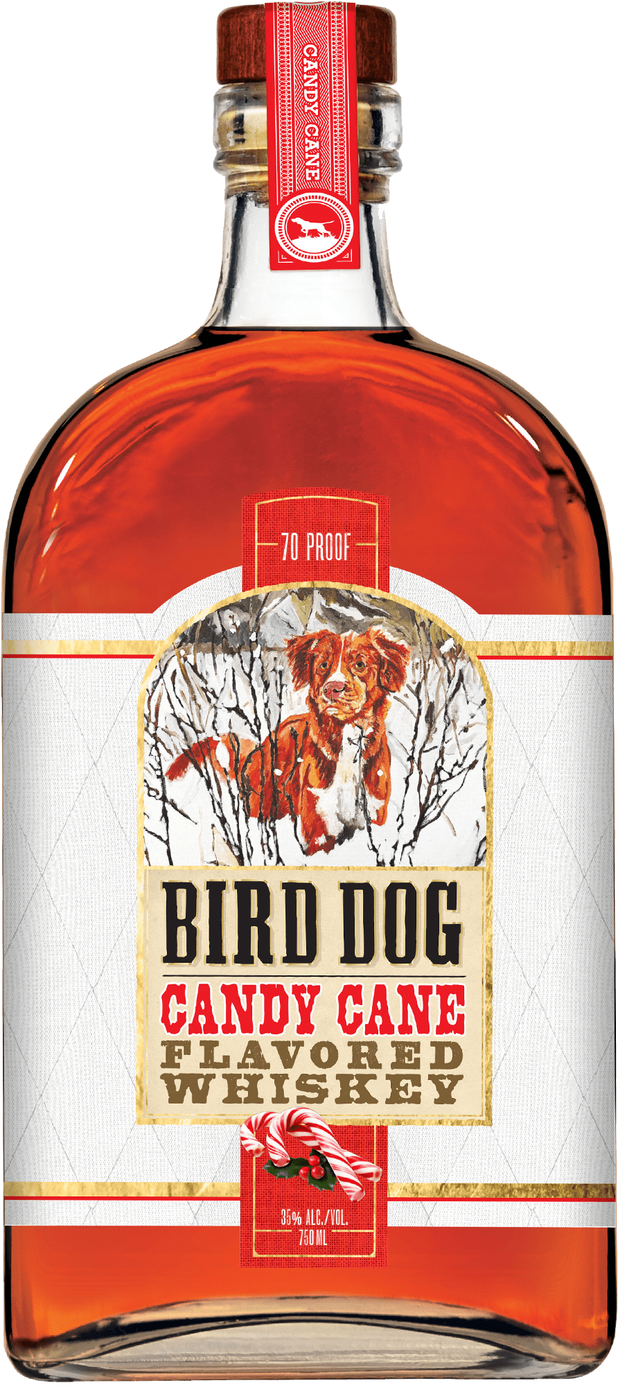 bottle of bird dog candy cane flavored whiskey