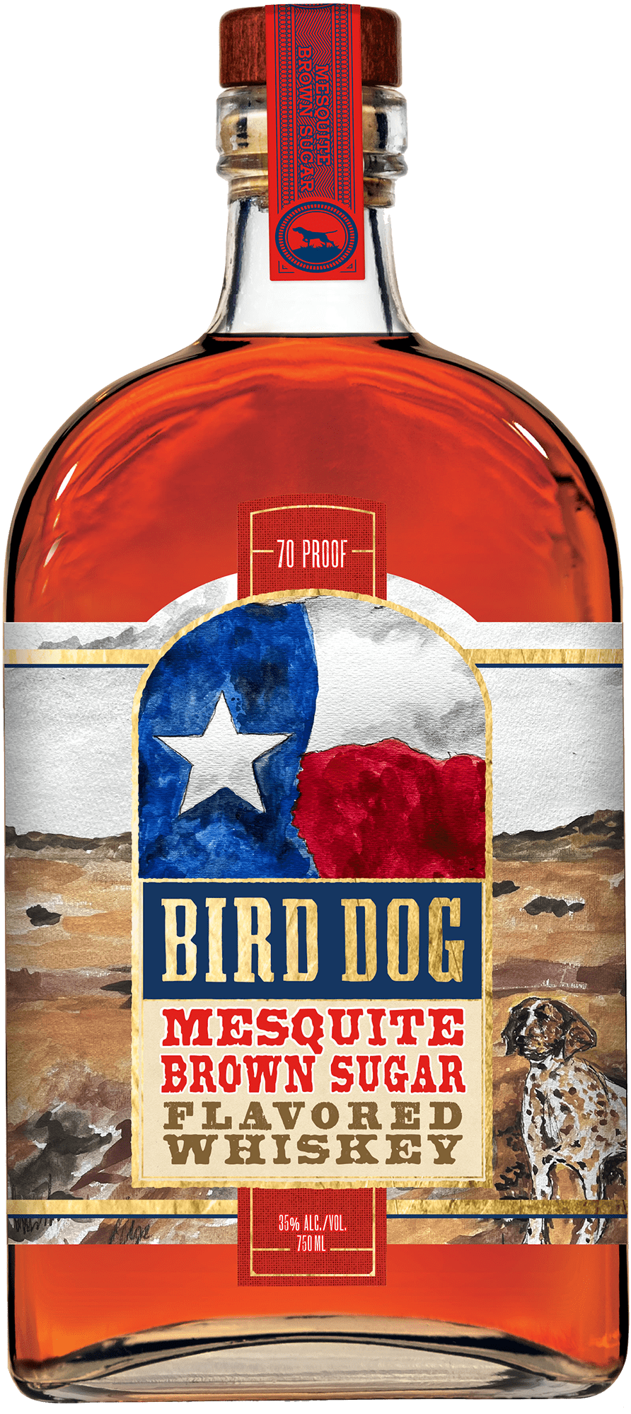 bottle of bird dog mesquite brown sugar flavored whiskey