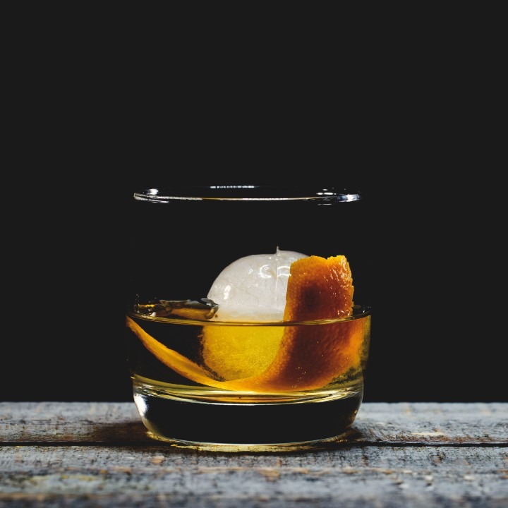 old fashioned s'mores Bird Dog Whiskey drink on table